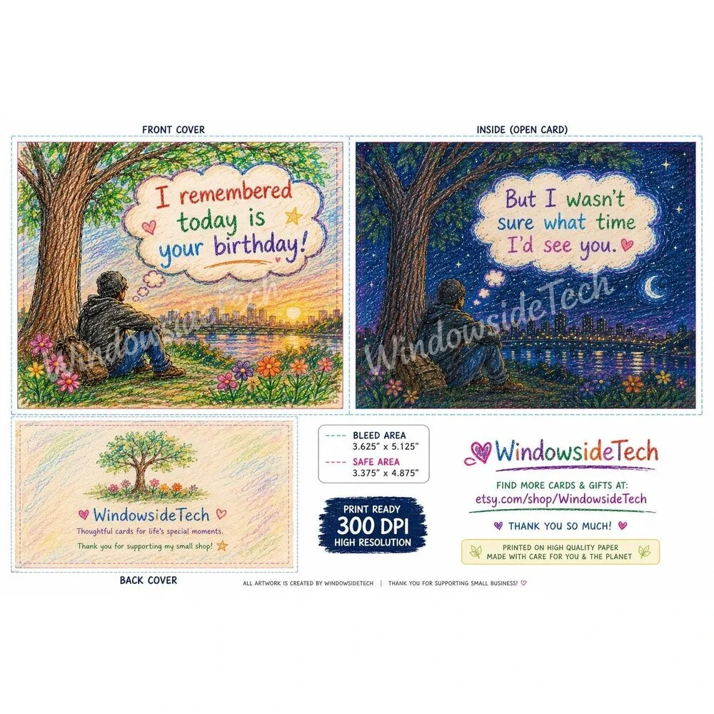 Colorful Birthday Card, All-Day Waiting, Sunrise to Sunset Pop-Up, Unique Greeti